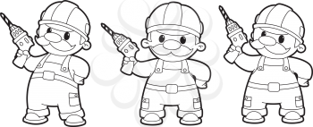 illustration of a builder with a drill set outlined