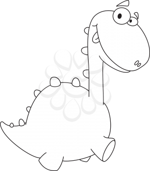 illustration of a cute dino cartoon outlined