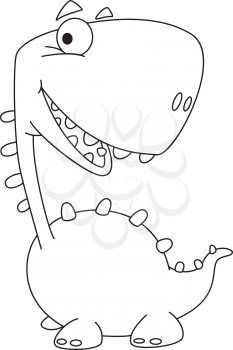 illustration of a dino cartoon funny outlined