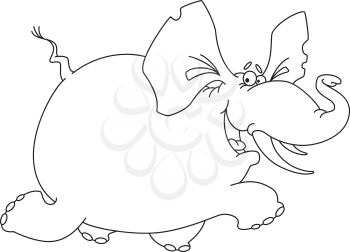 illustration of a elephant funny outlined