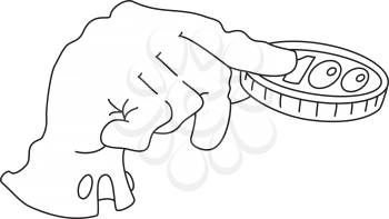 illustration of a hand and money outlined
