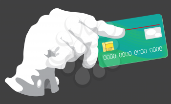 illustration of a hand with credit card grey