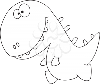 illustration of a little funny dino outlined