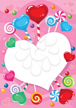 illustration of a valentines card with candy