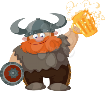 illustration of a cartoon viking with beer
