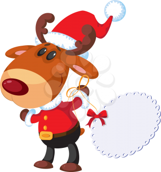 illustration of a deer Santa with banner