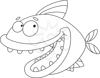 illustration of a fish crazy outlined