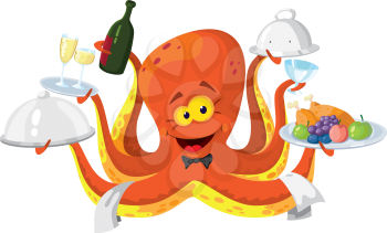 illustration of a octopus waiter