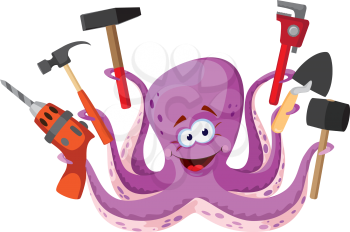 illustration of a octopus with tools