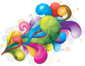Royalty Free Clipart Image of Abstract Rainbow Swirls on White