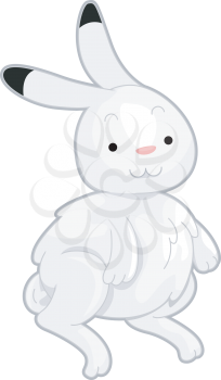 Royalty Free Clipart Image of a White Rabbit