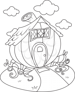Royalty Free Clipart Image of a Pumpkin House