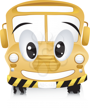 Royalty Free Clipart Image of a Smiling School Bus