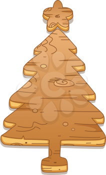 Royalty Free Clipart Image of a Wooden Christmas Tree