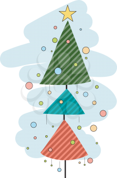 Royalty Free Clipart Image of a Retro Christmas Tree Design