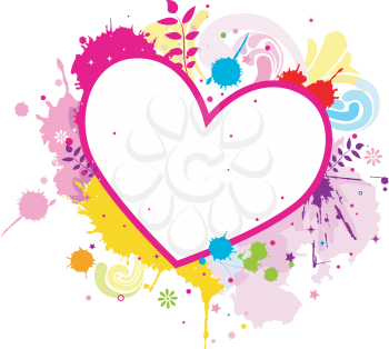 Royalty Free Clipart Image of a Heart Frame With Splashes Around the Outside