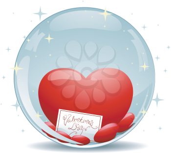 Royalty Free Clipart Image of a Crystal Ball With a Heart and Valentine's Greeting