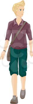 Royalty Free Clipart Image of a Young Man Walking