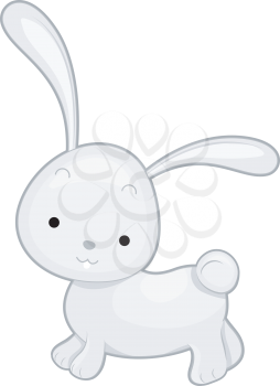 Royalty Free Clipart Image of a Little White Rabbit