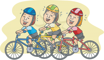 Royalty Free Clipart Image of Cyclists