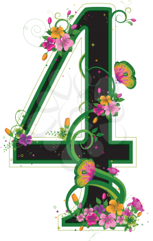 Royalty Free Clipart Image of a Floral Four