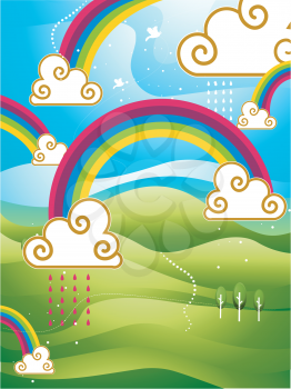 Royalty Free Clipart Image of a Rainbow Design