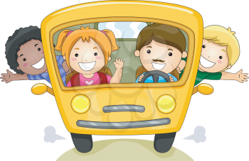 Royalty Free Clipart Image of Children on a School Bus