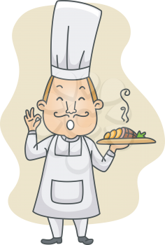 Royalty Free Clipart Image of a Chef Giving a Gesture of Approval