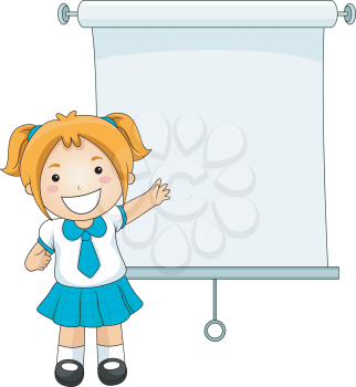 Royalty Free Clipart Image of a Girl Making a Presentation