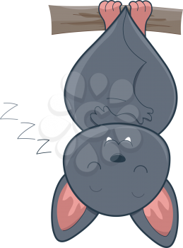 Royalty Free Clipart Image of a Sleeping Bat