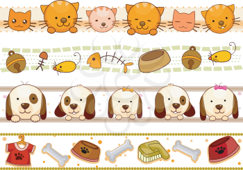 Royalty Free Clipart Image of Four Pet Borders