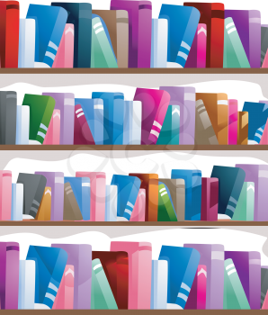 Royalty Free Clipart Image of Books on Shelves