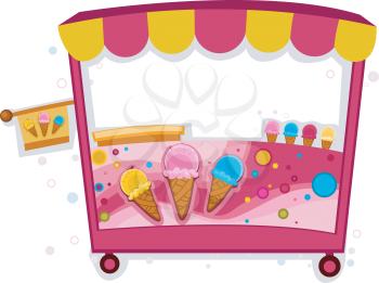 Royalty Free Clipart Image of an Ice Cream Booth