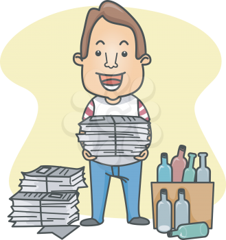Royalty Free Clipart Image of a Man Recycling