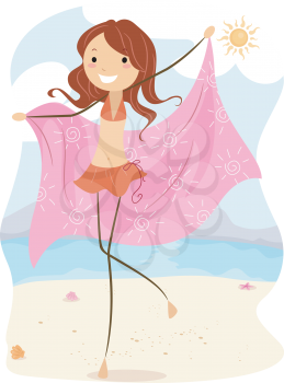 Royalty Free Clipart Image of a Girl at the Beach