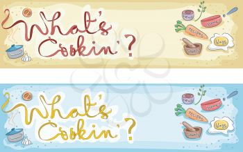 Royalty Free Clipart Image of Two Cooking Banners