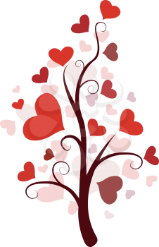 Royalty Free Clipart Image of a Tree With Flourishes and Hearts
