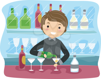 Royalty Free Clipart Image of a Bartender