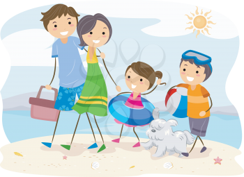 Illustration of a Family Outing at the Beach