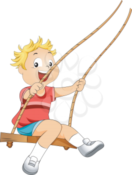 Royalty Free Clipart Image of a Child on a Swing
