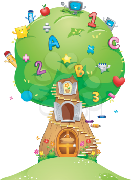Royalty Free Clipart Image of a Tree With Numbers and Letters