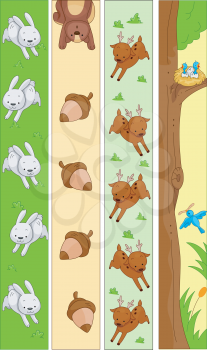 Banner Illustration Featuring Rabbits, Squirrel, Deer and Birds