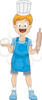 Illustration of a Kid Holding a Rolling Pin