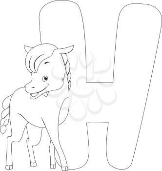 Coloring Page Illustration Featuring a Horse