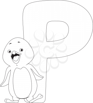 Coloring Page Illustration Featuring a Penguin