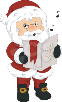 Illustration of Santa Claus Holding a Music Sheet