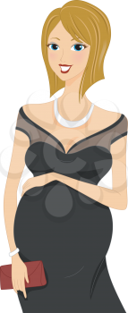 Illustration of a Pregnant Girl Wearing Formal Attire
