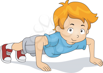 Illustration of a Kid Doing Pushups