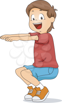 Illustration of a Kid Squatting
