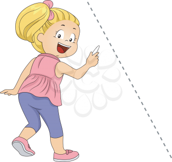 Illustration of a Kid Drawing a Slanting Line